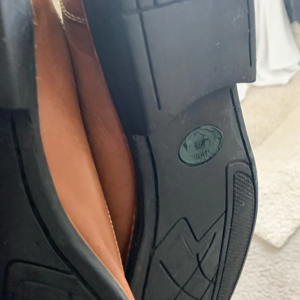 Sandro Brown Leather Slip-On Loafers Pre-loved Shors.